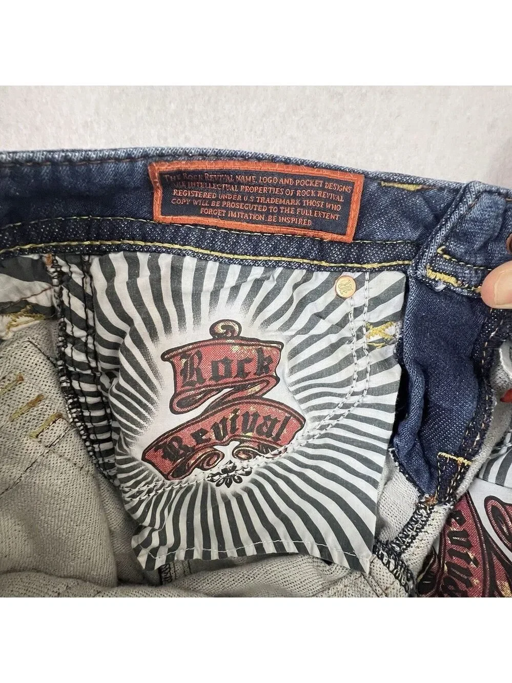 Rock Revival Women Jessica Skinny Jeans Rhinestones Logo Size 28 x 30